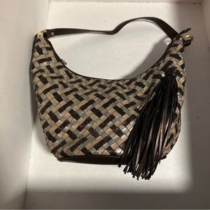 Vintage Relic Multicolored Siver Gold Copper Weaven Shoulder Bag/ Bucket Purse